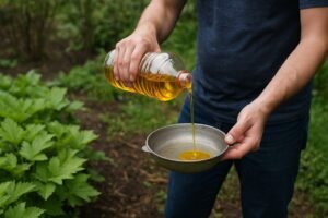 Jeter l'huile de friture au jardin